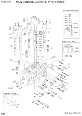 31N9-17000P 31Q9-17001P 31Q9-17002P Đối với máy đào Hyundai R330LC-9S R330LC-9SH Máy phun điều khiển chính thủy lực Chiếc phụ tùng máy móc sau bán hàng chất lượng cao nguyên bản